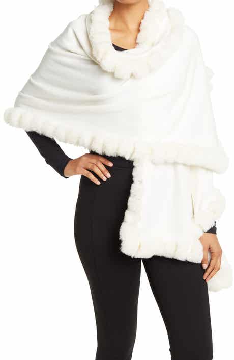La Fiorentina Faux Fur Trim Wrap Scarf