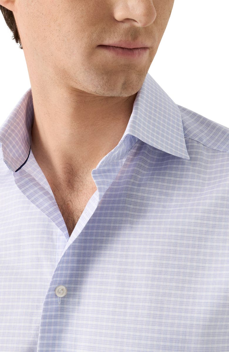 Eton Slim Fit Check Fine Cotton Twill Dress Shirt, Alternate, color, Medium Purple