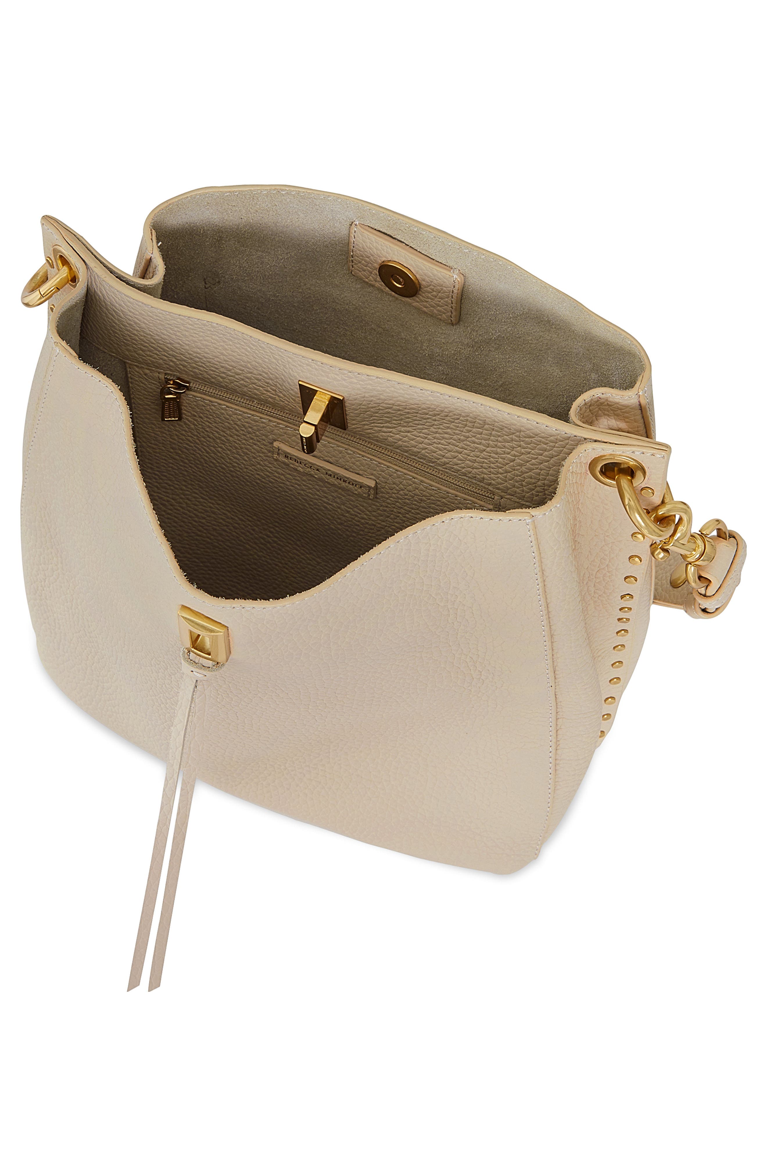 Rebecca Minkoff Darren Leather Shoulder Bag, Alternate, color, Stone