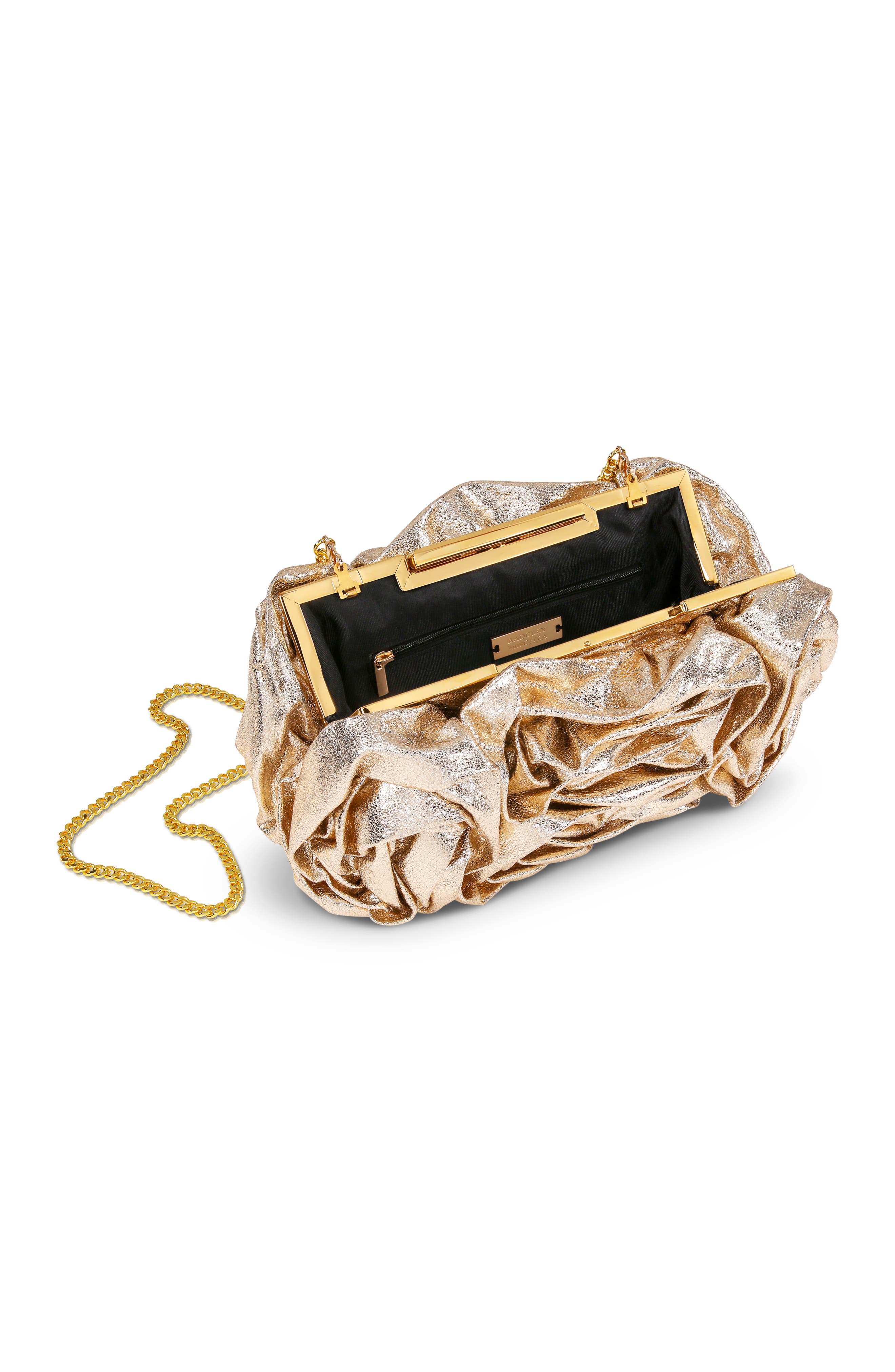 BADGLEY MISCHKA Jett Metallic Rosette Cluster Clutch, Alternate, color, Gold