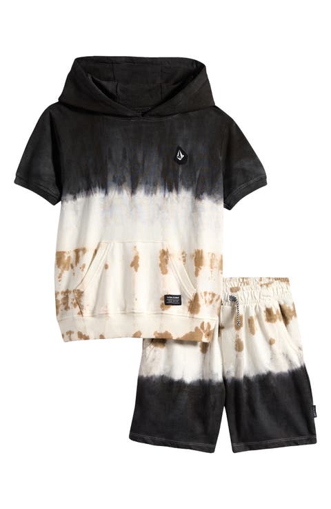 Kids' Tie Dye Short Sleeve Hoodie & Shorts Set (Little Kid)