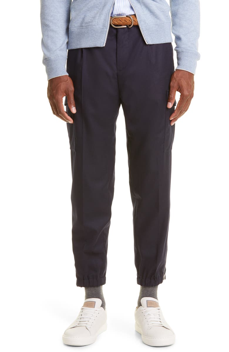 Brunello Cucinelli Ergonomic Fit Wool Flannel Cargo Joggers, Main, color,
