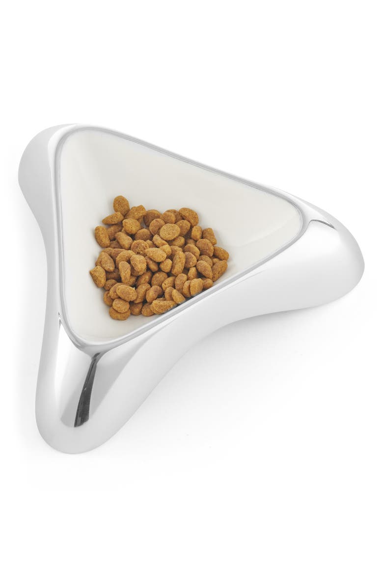 Small Enameled Pet Bowl, Alternate, color, ALLOY