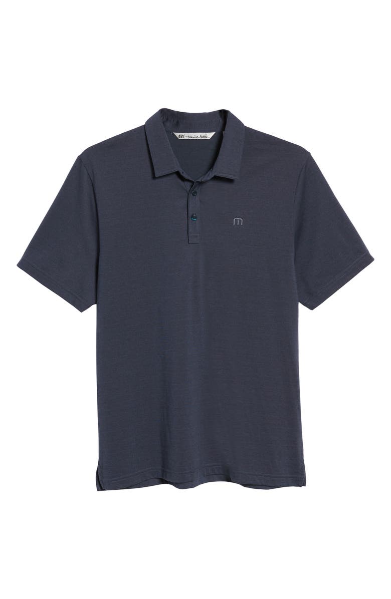 TravisMathew The Zinna Slub Piqué Polo, Alternate, color, Vintage Indigo/ Black