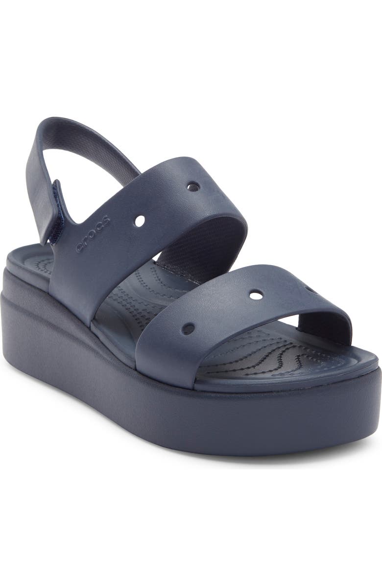CROCS Brooklyn 4U Water Resistant Wedge Slingback Sandal, Main, color, Navy