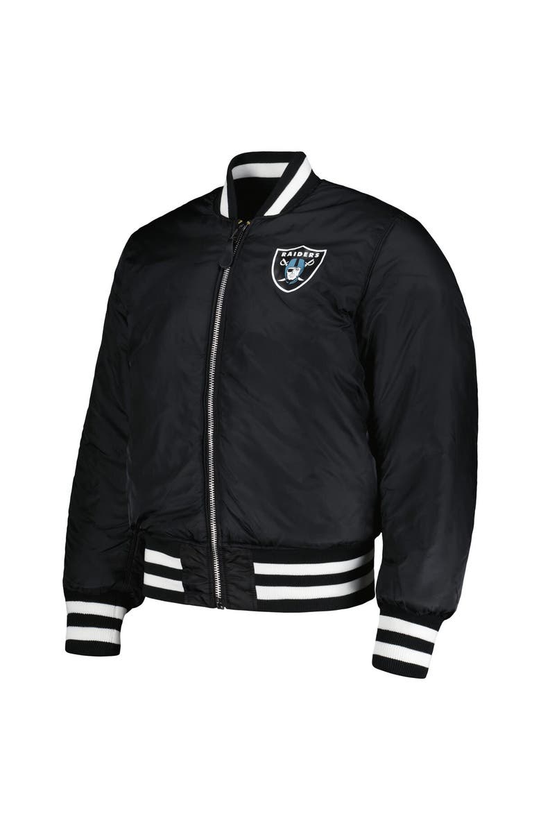 New Era x Alpha Industries Men's New Era x Alpha Industries Black Las Vegas Raiders Reversible Full-Zip Bomber Jacket, Alternate, color, 