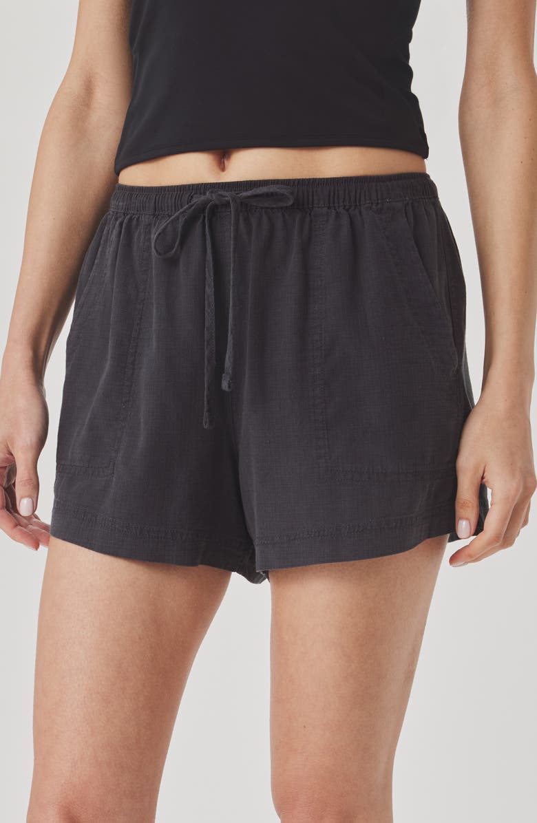 Splendid Rosalie Tie Waist Shorts, Alternate, color, Lead Black