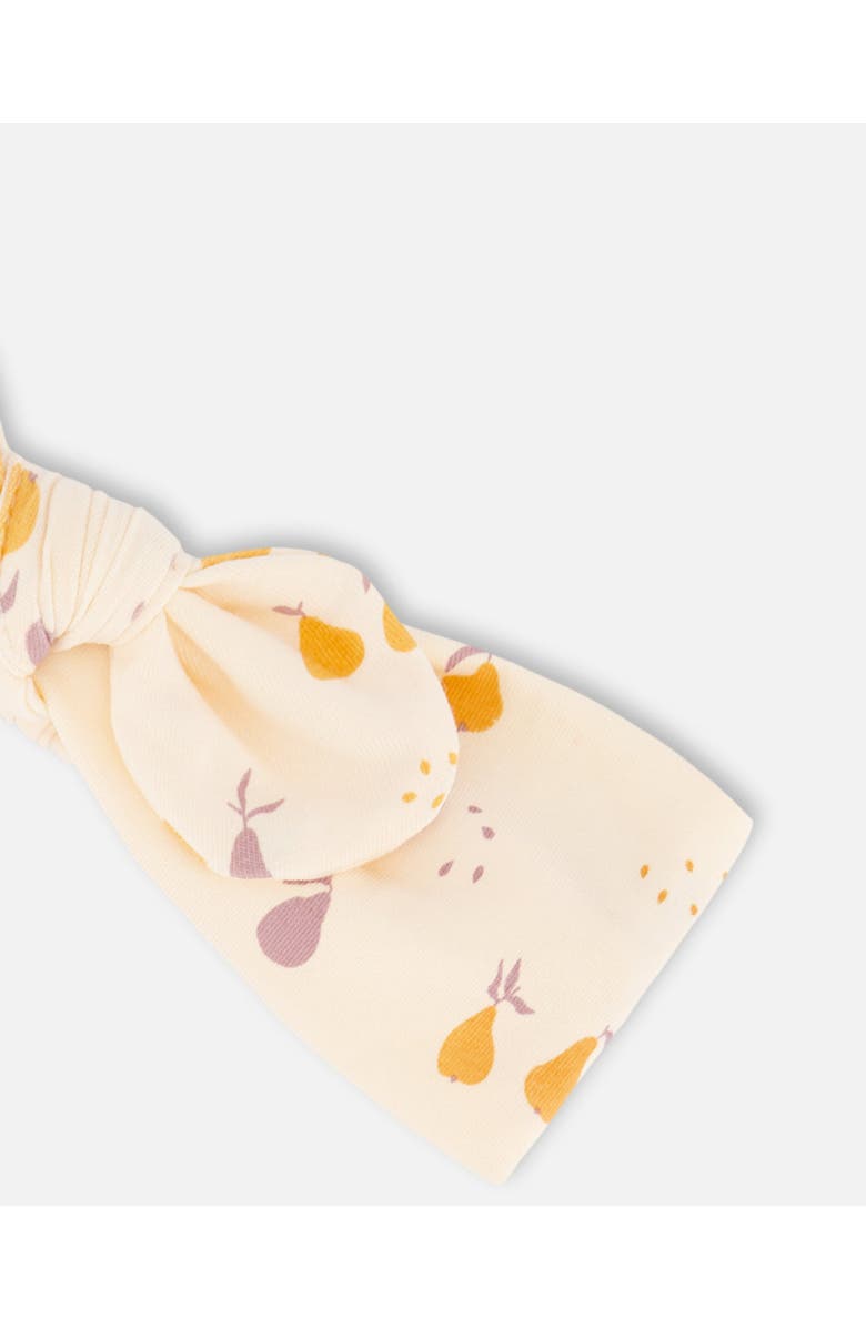 Deux par Deux Baby Girl's Printed Organic Cotton Headband Peach With Pears, Alternate, color, 