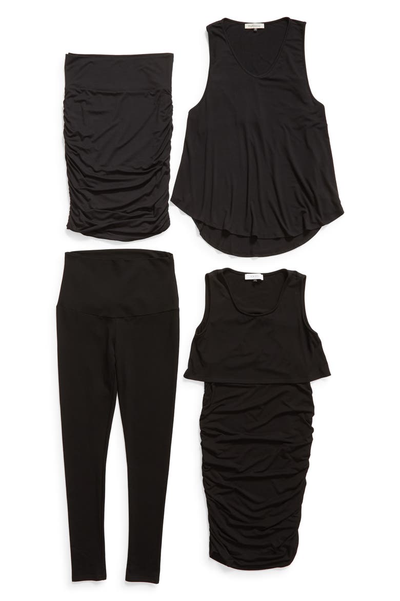 The Comfortable Bump 4-Piece Maternity Starter Kit, Main, color, BLACK