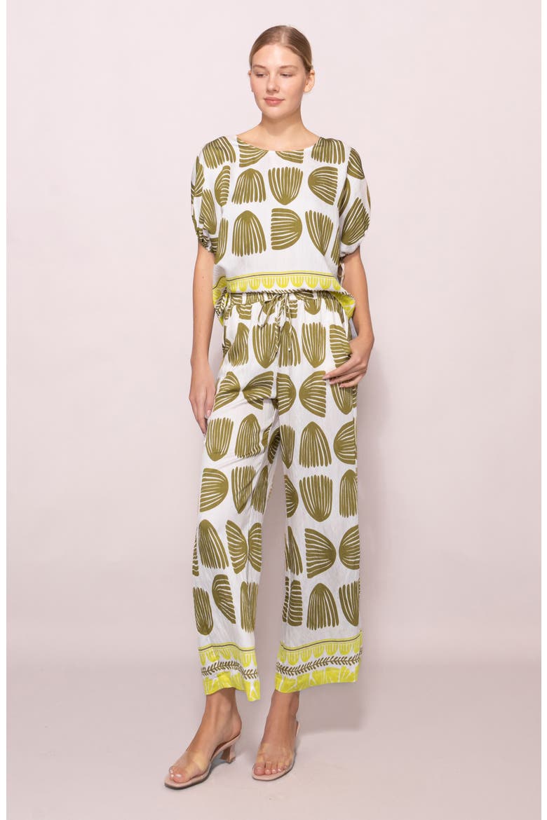 Abstract Print Wide Leg Pants, Alternate, color, CHARTREUSE/ WHITE SHELL