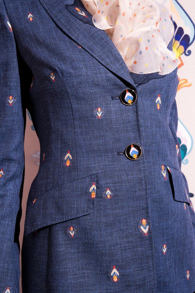 Jeans Jacquard Blazer, Alternate, color, Jeansblue