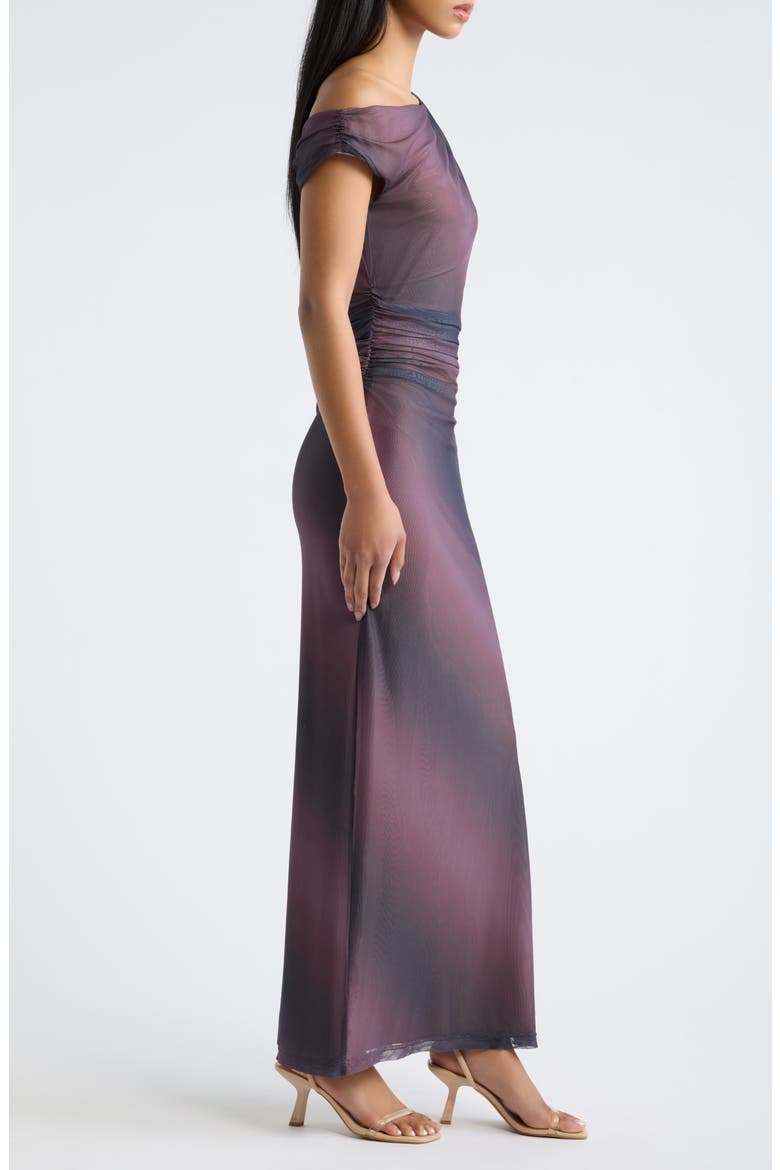 Finley Ruched Mesh Maxi Dress, Alternate, color, PLUM