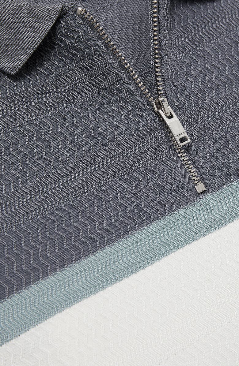 Reiss Kids' Grove Sr. Stripe Textured Half Zip Polo, Alternate, color, Airforce Blue