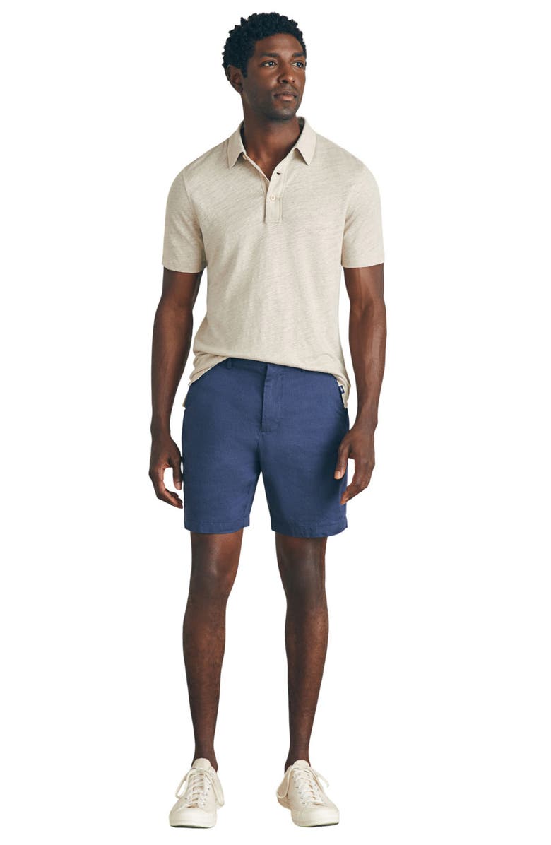 Faherty Movement Flex Linen & Organic Cotton Blend Shorts, Alternate, color, Deep Sea Navy
