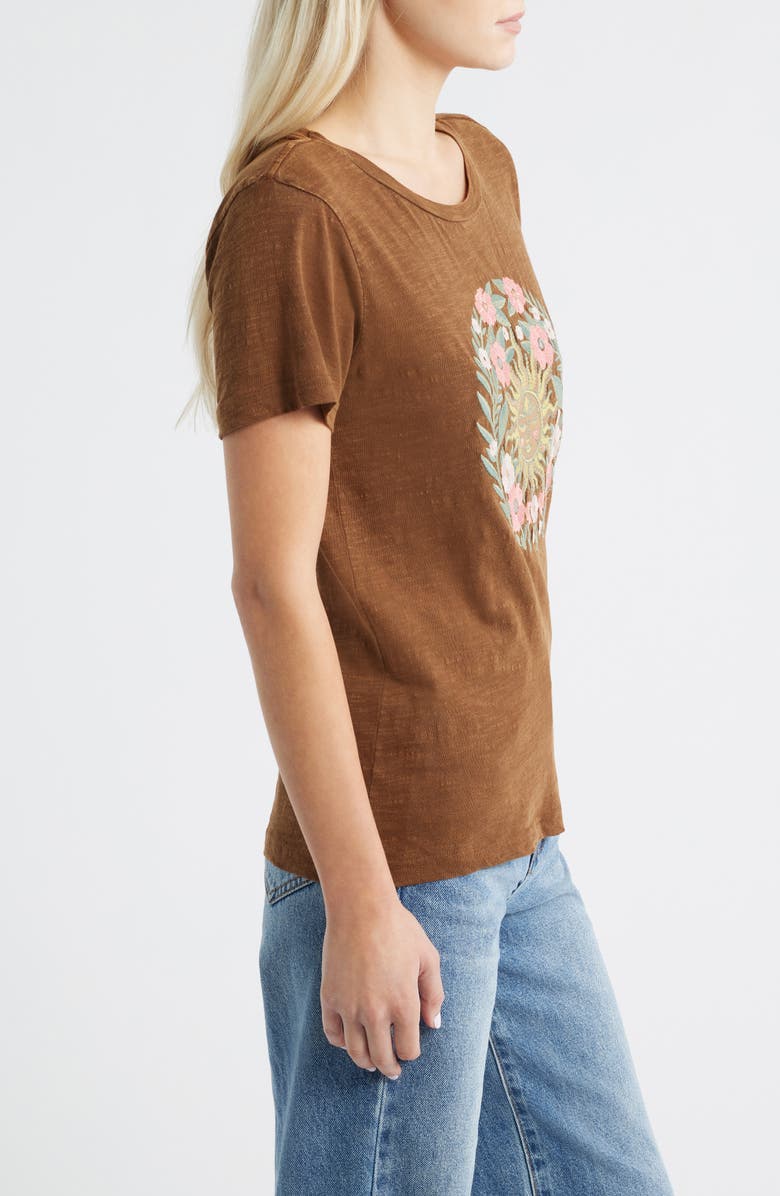 Lucky Brand Embroidered Floral Sun Cotton Graphic T-Shirt, Alternate, color, Emperador