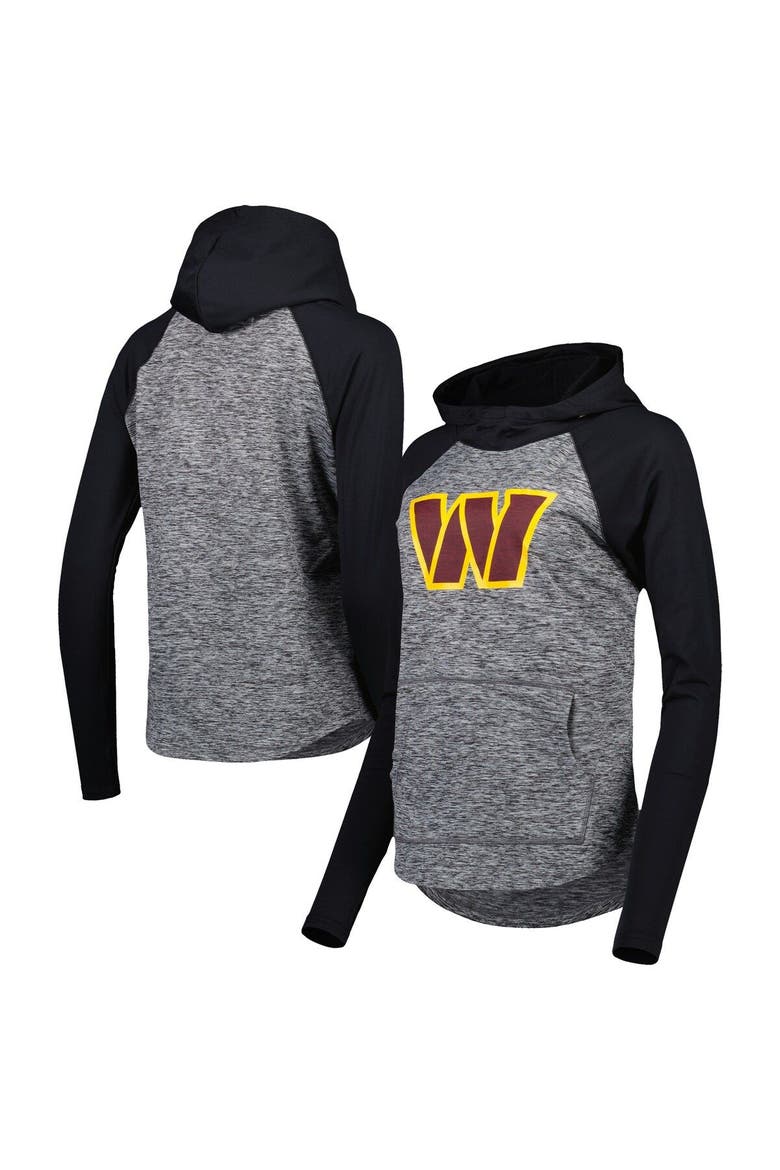 Women's G-III 4Her by Carl Banks Heathered Gray/Black Washington Commanders Championship Ring Raglan Pullover Hoodie, Main, color, Heather Gray
