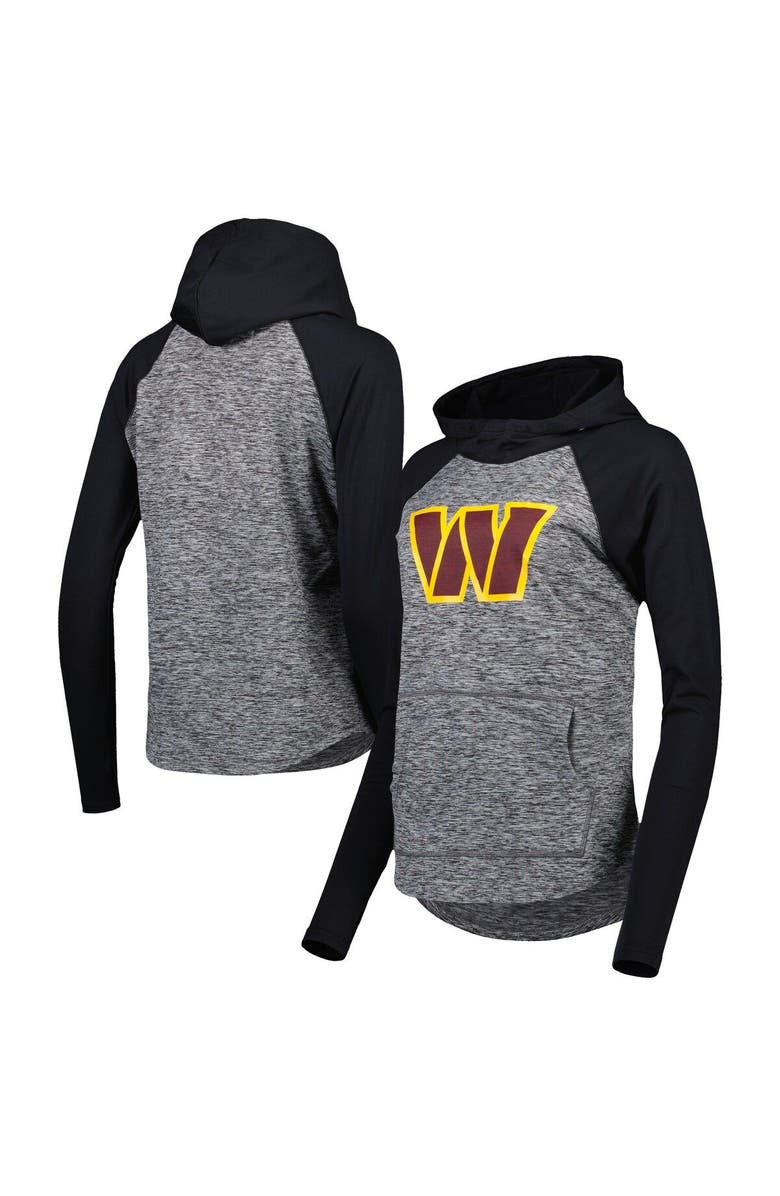 G-III 4HER BY CARL BANKS Women's G-III 4Her by Carl Banks Heathered Gray/Black Washington Commanders Championship Ring Raglan Pullover Hoodie, Main, color, Heather Gray