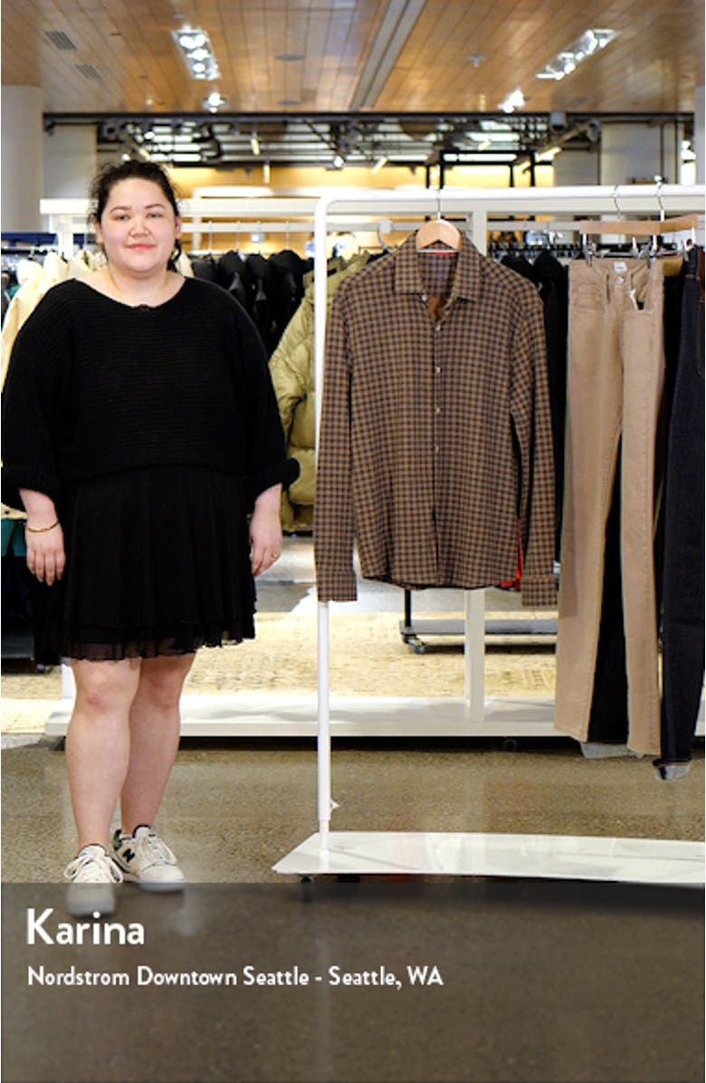 Gingham Check Wrinkle Resistant Tech Fleece Button-Up Shirt, sales video thumbnail