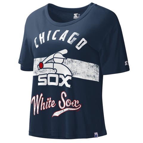Women's Starter Navy Chicago White Sox Cooperstown Collection Record Setter Crop Top