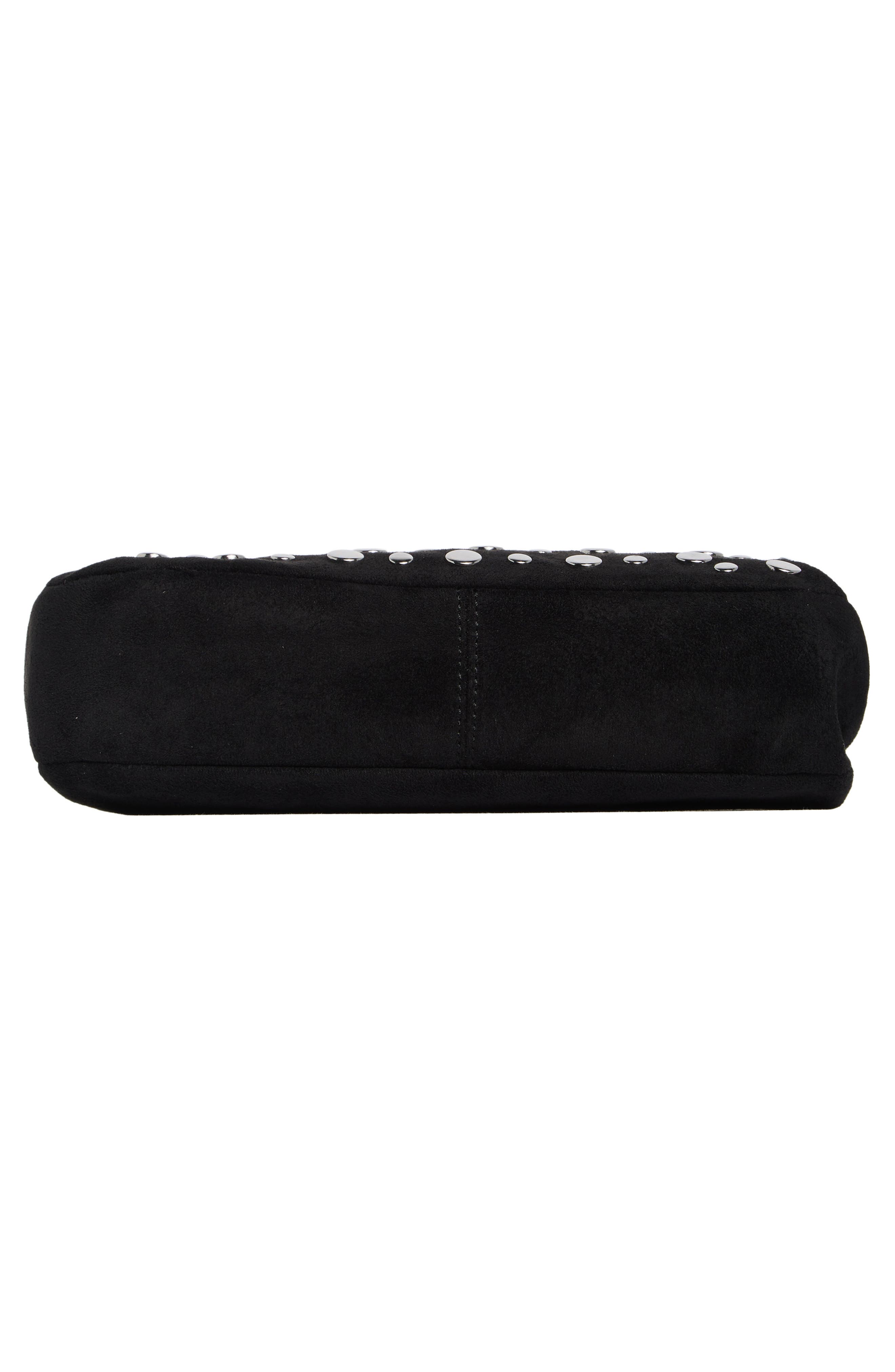 Studded Faux Suede Mini Bag, Alternate, color, BLACK