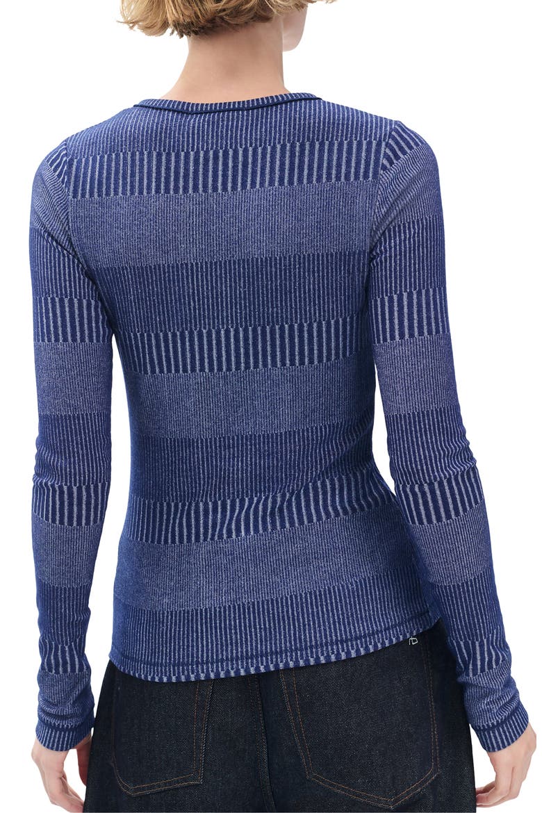 The Knit Two-Tone Rib Henley, Alternate, color, BLUE