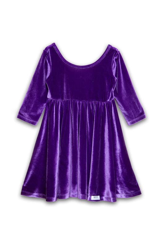 Worthy Threads Kids'  Girls Stretch Velvet Twirly Dress In Blue