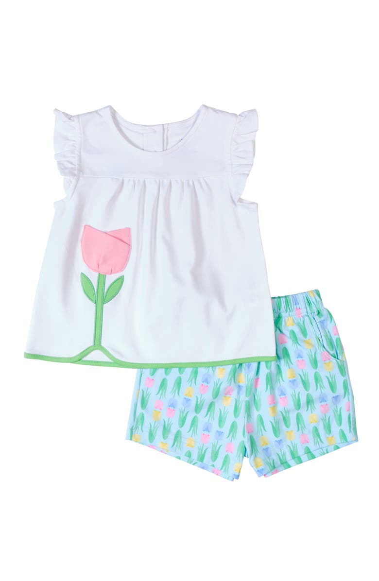 Florence Eiseman Printed Knit Tulip Short Set, Main, color, Multi