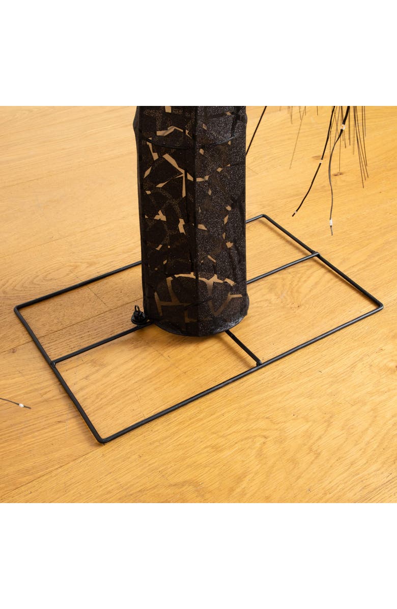 NEARLY NATURAL 7-ft Pre-Lit Artificial Halloween Black Willow Tree with 600 Purple and Orange Dual Color LED Lights, Alternate, color, Black