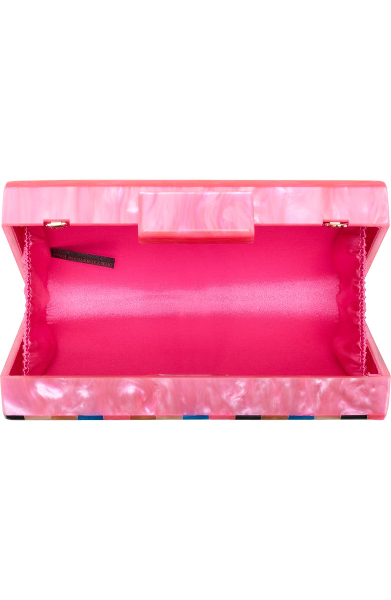 Jessica McClintock Arden Rainbow Clutch, Alternate, color, Rainbow Stripe