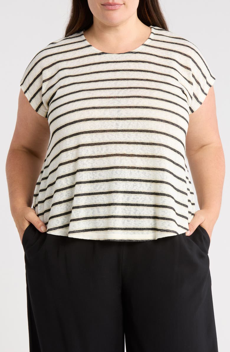 Bobeau Caty Twist Back T-Shirt, Main, color, White/ Black/ Taupe