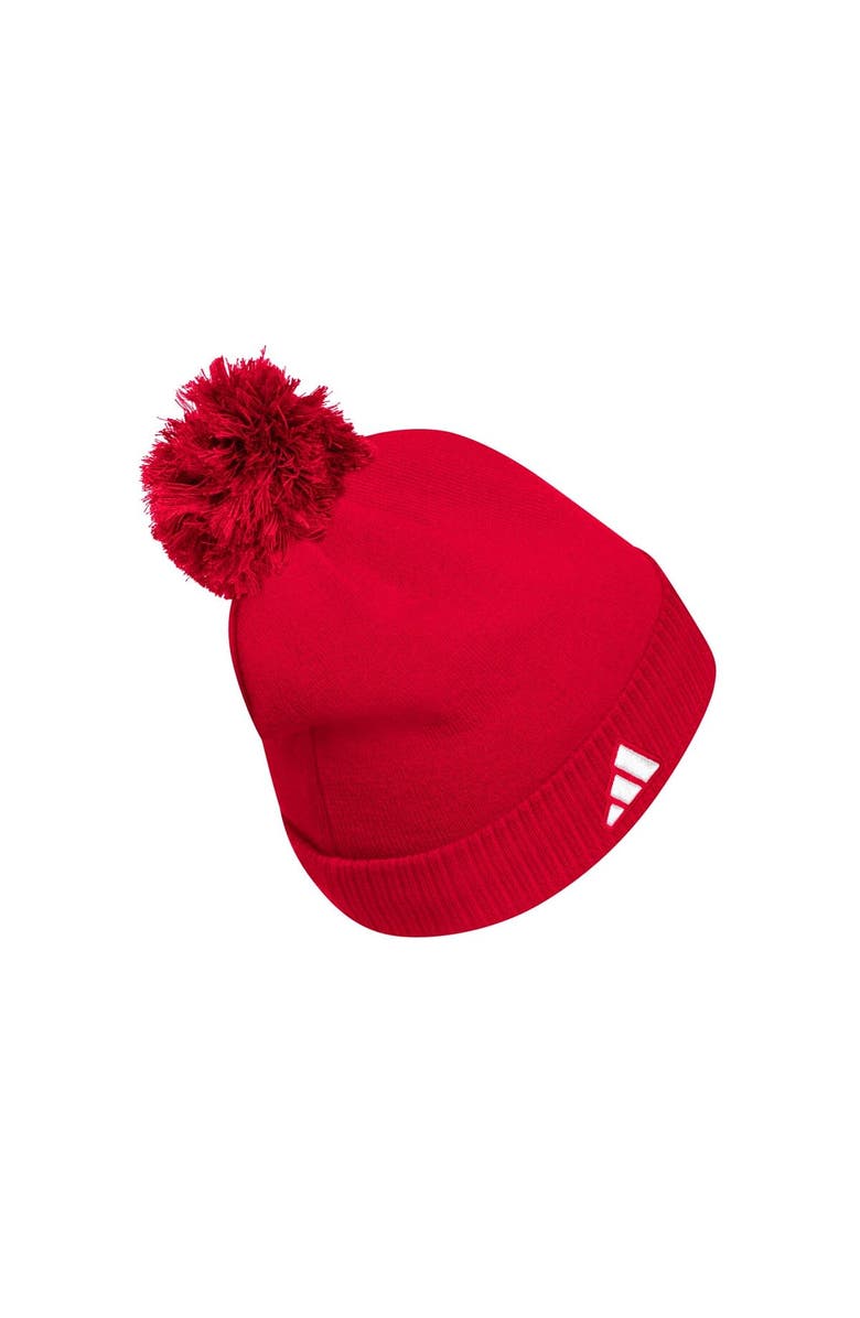 adidas Men's adidas Scarlet Rutgers Scarlet Knights 2023 Sideline COLD.RDY Cuffed Knit Hat with Pom, Alternate, color,