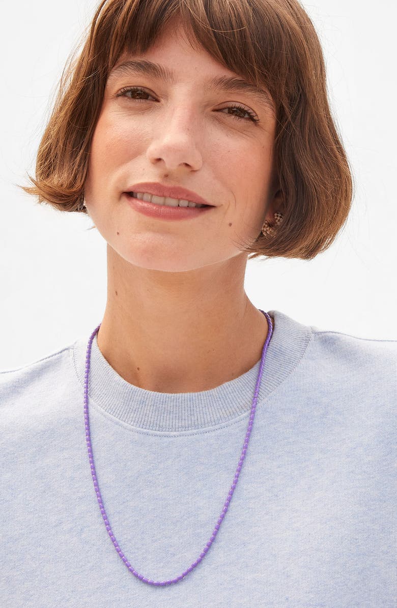 Clare V. Enamel Barrel Chain Necklace, Alternate, color, Jacaranda
