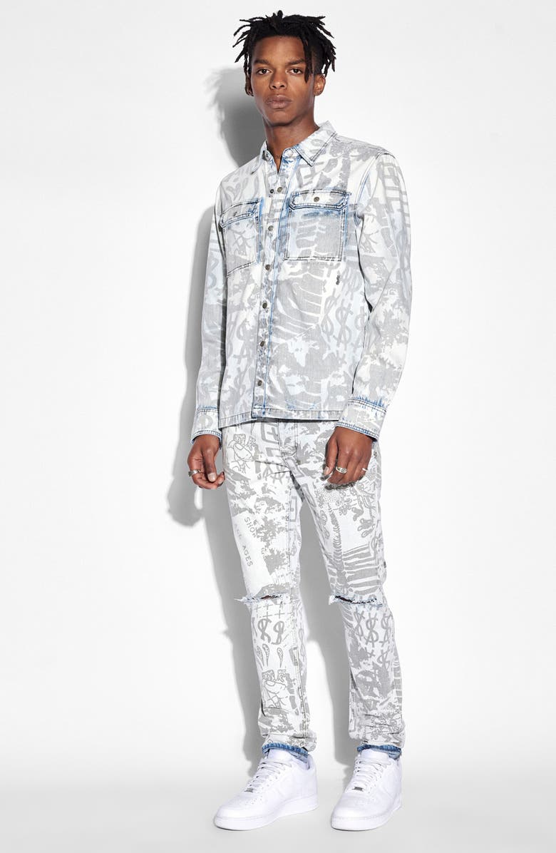 Ksubi Scorpio Icy Kollage Cotton Denim Shirt Jacket, Alternate, color, 