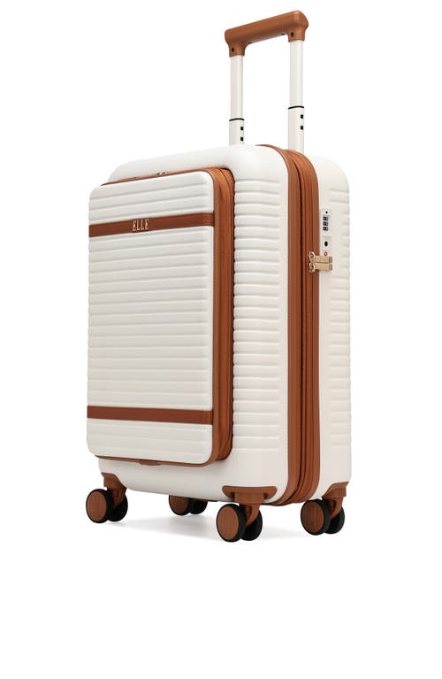 Elle Escape Expandable Carry On Suitcase With Front Laptop Pocket In White