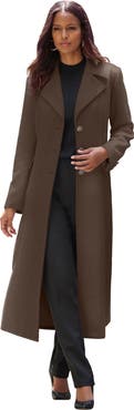 Roaman's Plus Size Long Tailored Wool Blend Coat