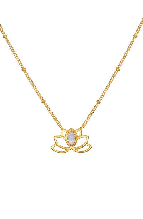 Satya Jewelry Cultivate Intuition Lotus Moonstone Necklace In Gold