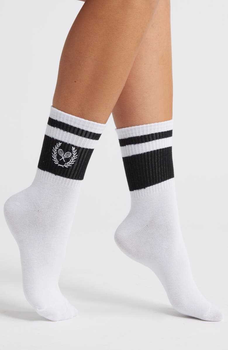 Stems Tennis Club Stripe Crew Socks, Main, color,