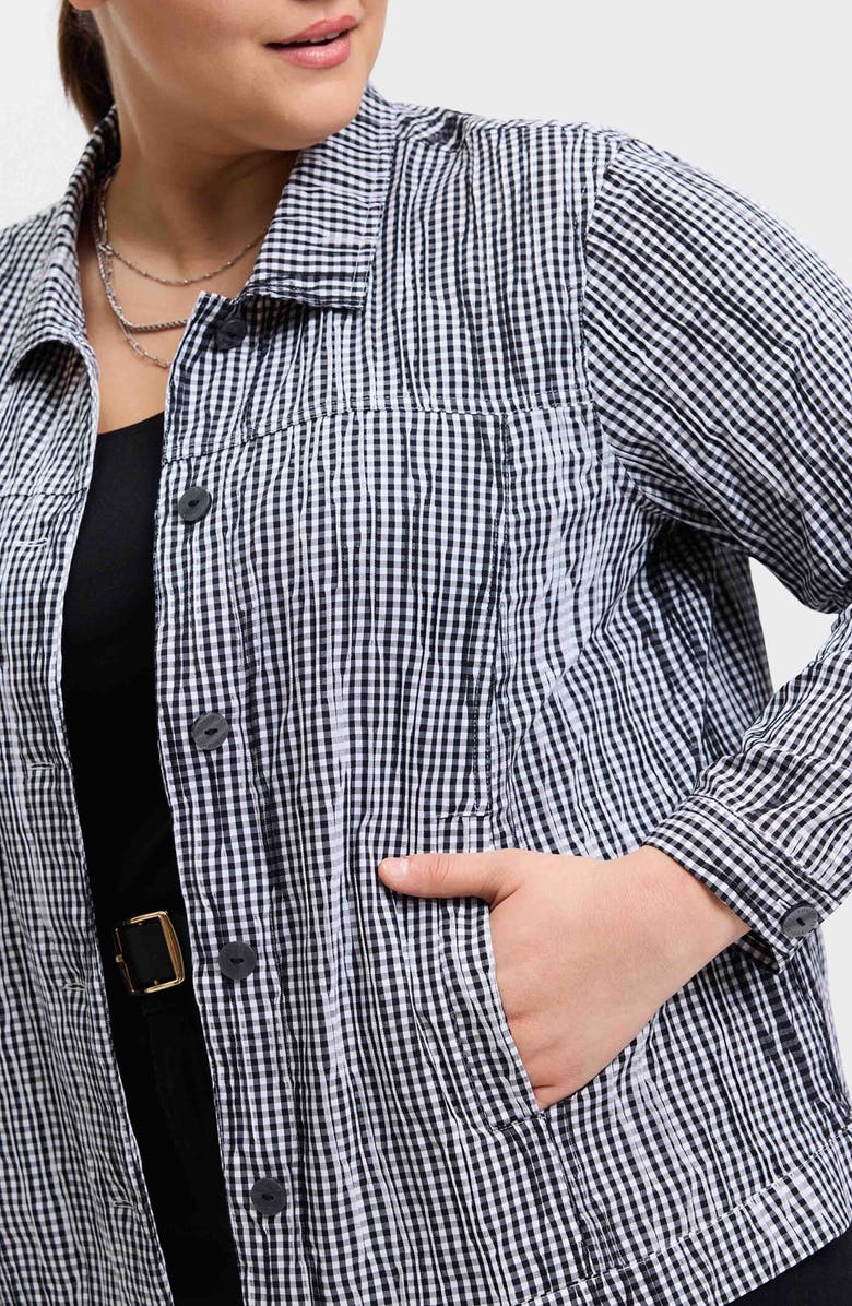 Foxcroft Thelma Gingham Crinkled Shirt Jacket, Alternate, color, 