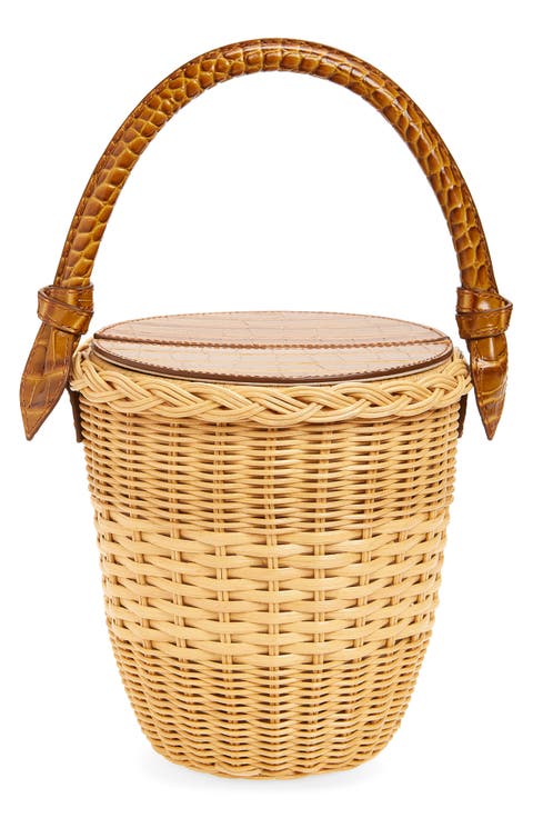 The Jane Cognac Rattan Shoulder Bag