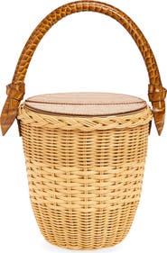 Pamela Munson The Jane Cognac Rattan Shoulder Bag