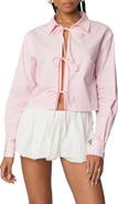EDIKTED Melrose Cotton Tie Front Shirt