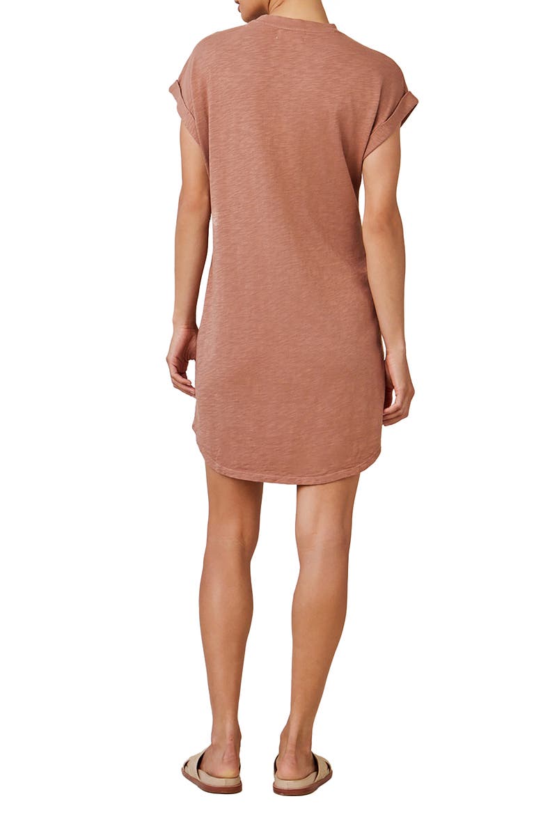 Roll Sleeve Slub T-Shirt Dress, Alternate, color, TERRACOTTA BROWN
