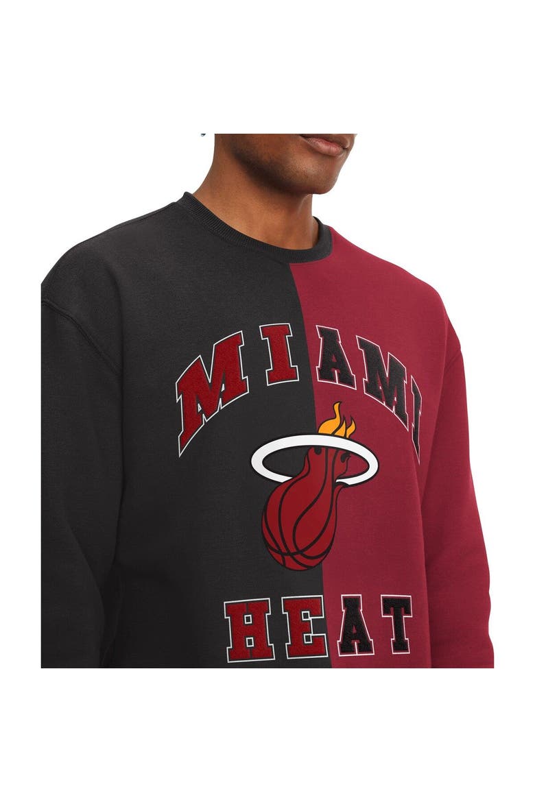 Men's Tommy Jeans Black/Red Miami Heat Keith Split Pullover Sweatshirt, Alternate, color, Black