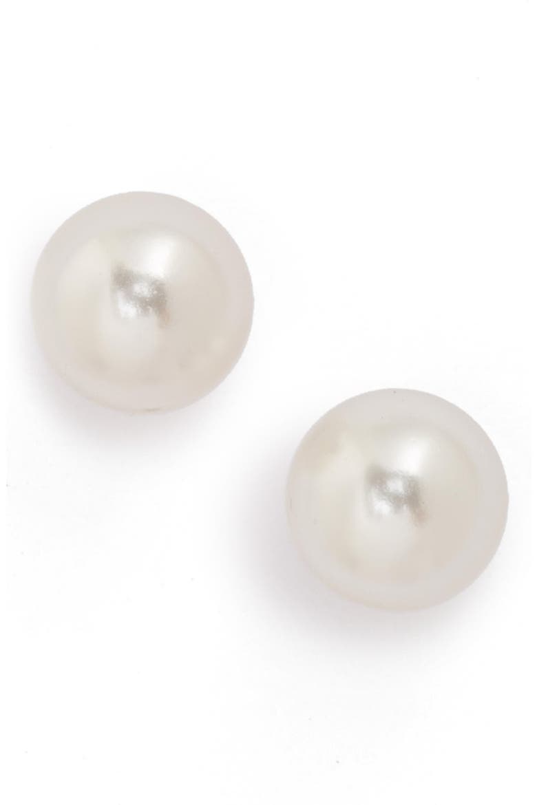 Imitation Pearl Stud Earrings, Main, color, SILVER