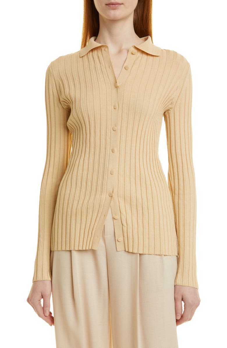 Vince Collar Rib Sweater, Main, color, Milk Honey