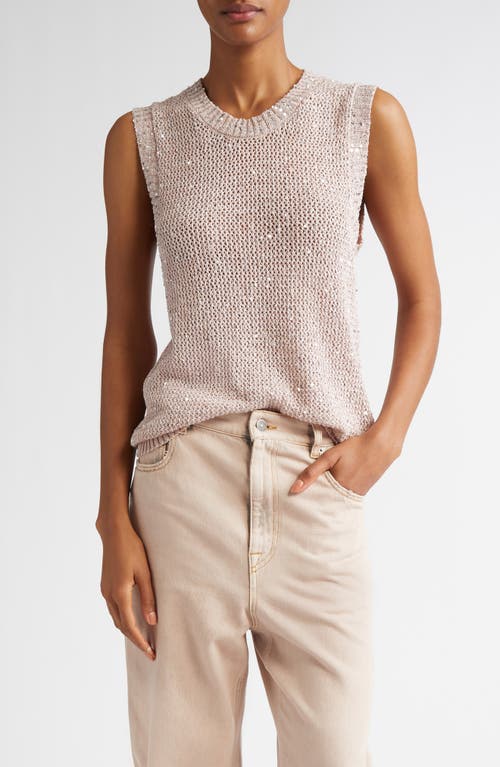 Golden Goose Mesh Knit Top With Sequins And Contrasting Details In Shadow Gray