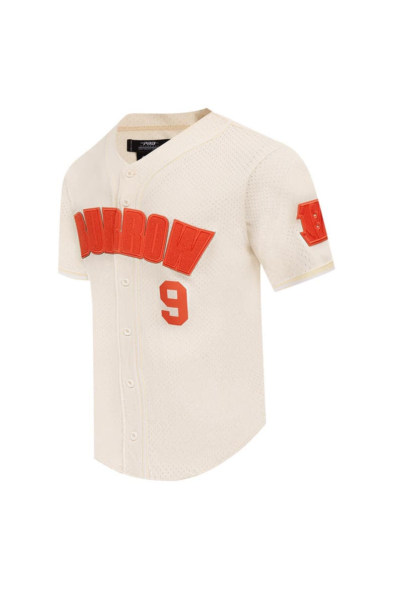 Men's Pro Standard Joe Burrow Cream Cincinnati Bengals Name & Number Triple Tonal Button-Up Baseball Jersey, Alternate, color, Cream