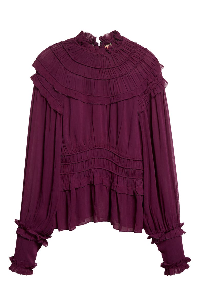 FARM Rio Ruffle Peplum Top, Alternate, color, Burgundy