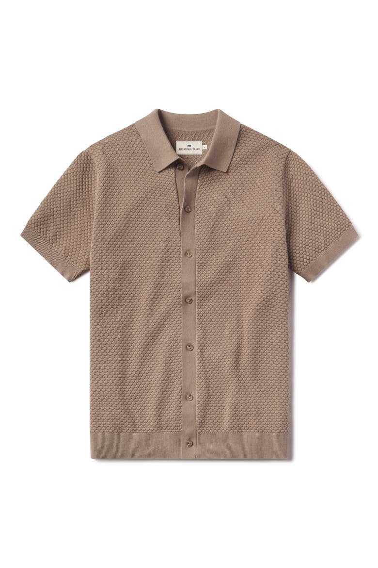 Robles Jacquard Knit Short Sleeve Button-Up Shirt, Alternate, color, TAUPE