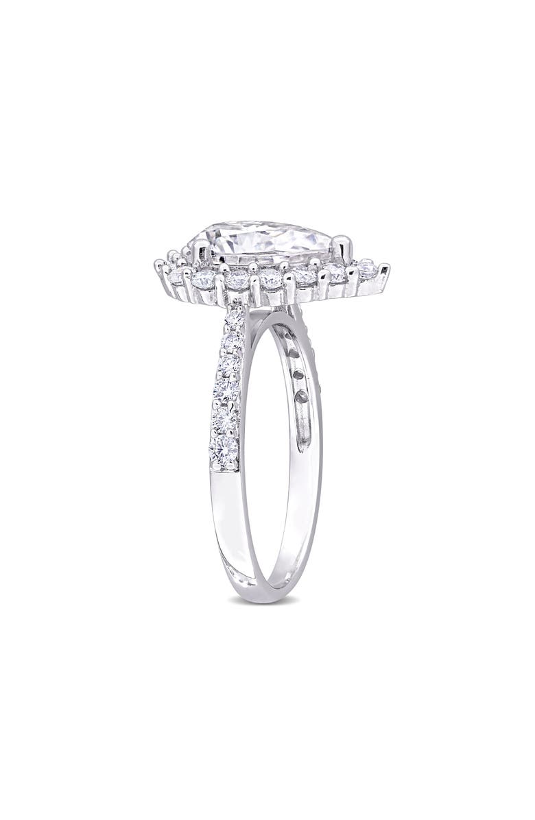 DELMAR Sterling Silver Pear Cut Lab Created Moissanite Halo Ring, Alternate, color, Silver